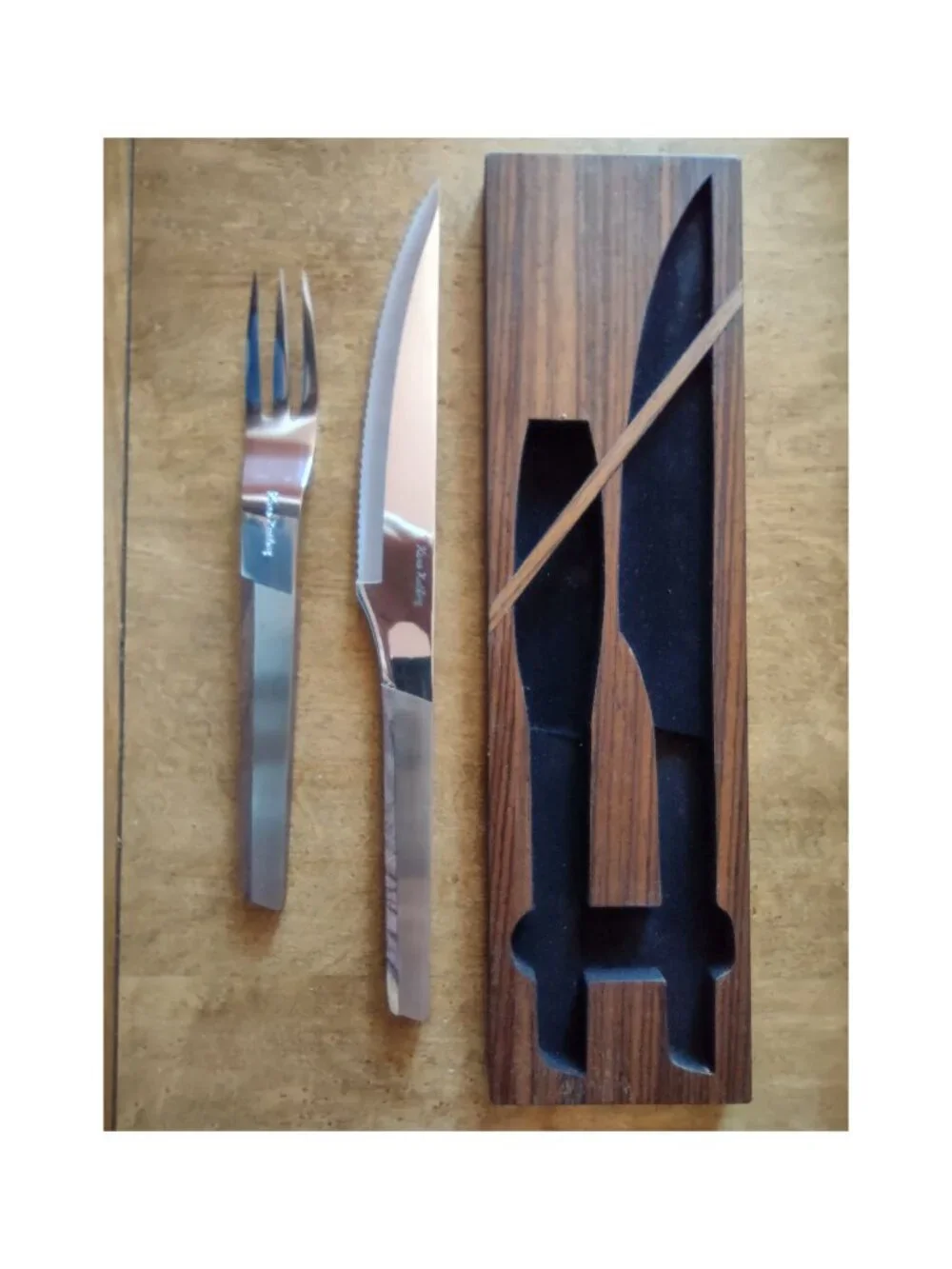 Wareco stainless carving set wood handles